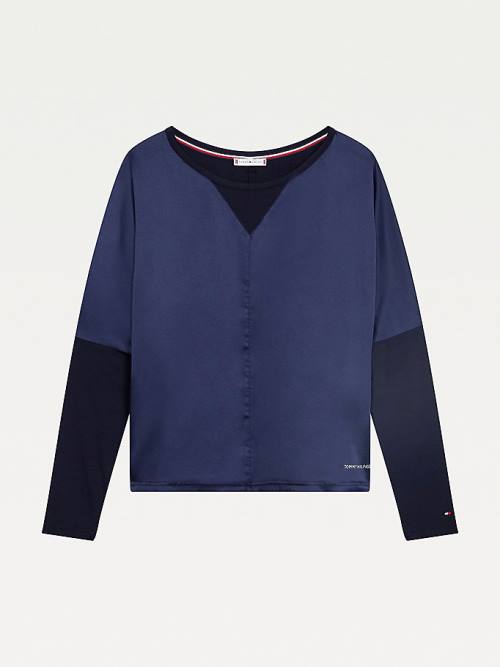 Tommy Hilfiger Lounge Long Sleeve Top Ženske Pižama Modra | TH983QPS