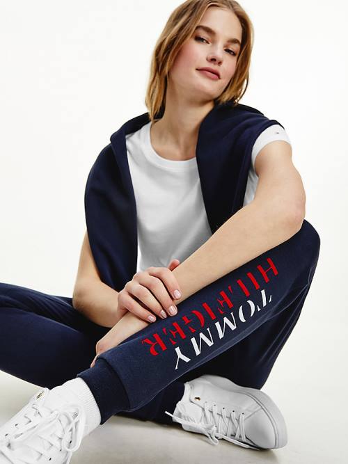 Tommy Hilfiger Lounge Ultra Soft Logo Joggers Ženske Hlače Modra | TH761UWJ