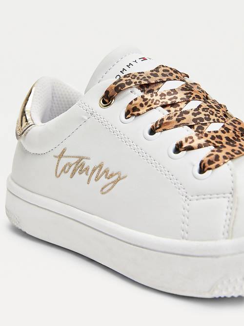 Tommy Hilfiger Low-Top Leopard Lace-Up Dekleta Superge Bela | TH815GCJ