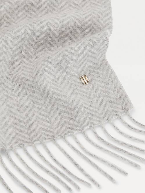 Tommy Hilfiger Lux Cashmere Wool Herringbone Ženske Šal Siva | TH561FXC