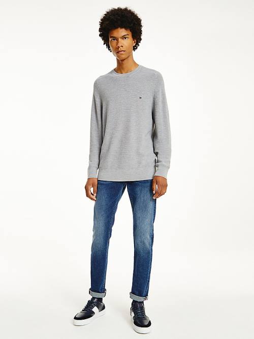 Tommy Hilfiger Luxury Wool Textured Jumper Moški Puloverji Siva | TH567ILO