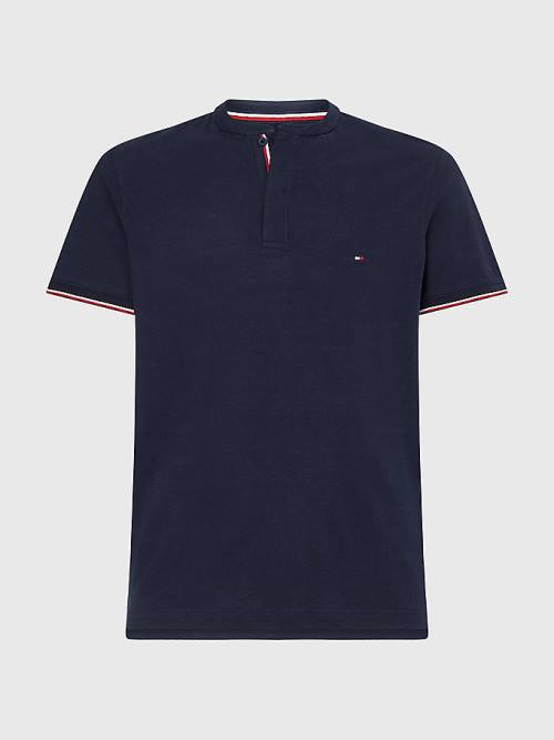 Tommy Hilfiger Mandarin Collar Slim Fit Moški Polo Majica Modra | TH620RGX