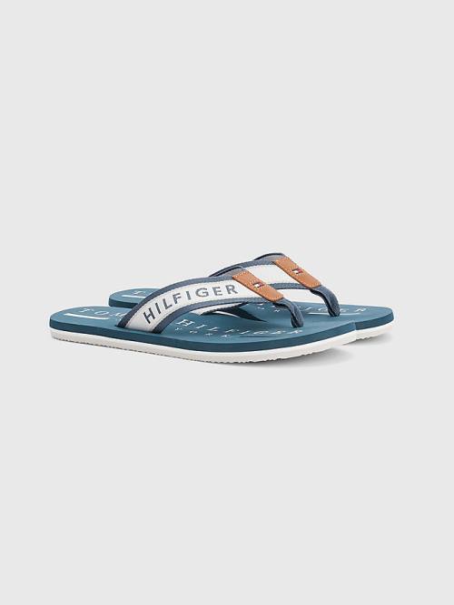 Tommy Hilfiger Maritime Logo Flip-Flops Moški Sandali Modra | TH309MTD