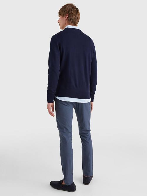 Tommy Hilfiger Merino Wool Crew Neck Jumper Moški Puloverji Modra | TH281FPW