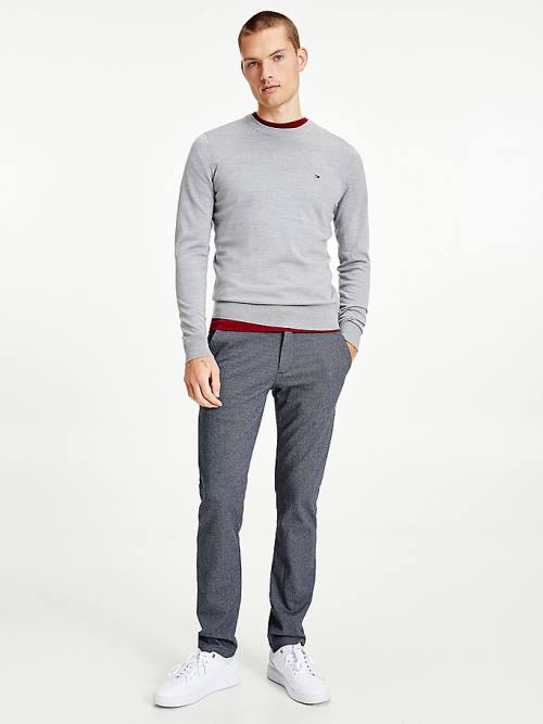 Tommy Hilfiger Merino Wool Crew Neck Jumper Moški Puloverji Siva | TH768UOH