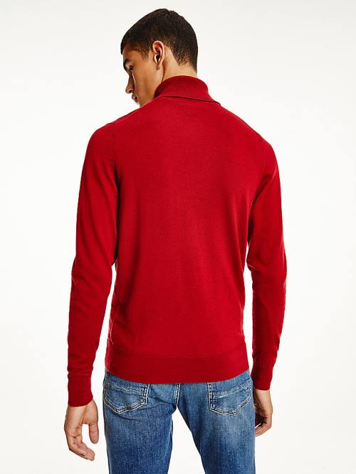 Tommy Hilfiger Merino Wool Roll Neck Jumper Moški Puloverji Rdeča | TH975ELO