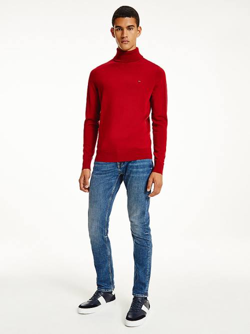 Tommy Hilfiger Merino Wool Roll Neck Jumper Moški Puloverji Rdeča | TH975ELO