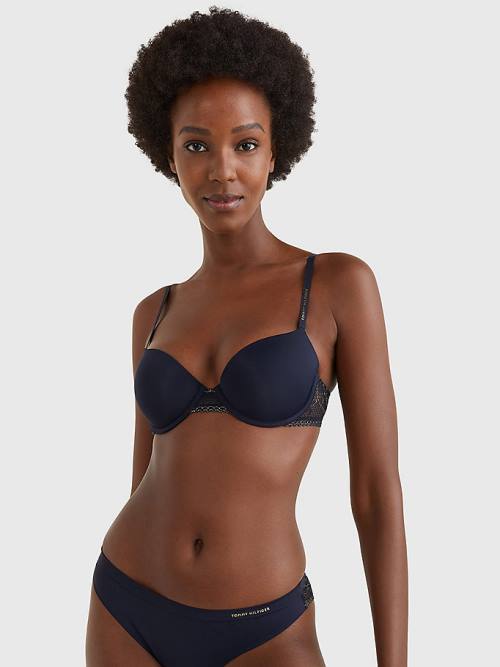 Tommy Hilfiger Metallic Lace Balconette Bra Ženske Spodnje Perilo Modra | TH269HIP