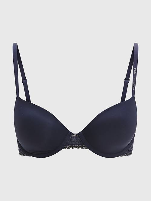 Tommy Hilfiger Metallic Lace Balconette Bra Ženske Spodnje Perilo Modra | TH269HIP