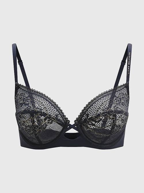 Tommy Hilfiger Metallic Lace Underwired Bra Ženske Spodnje Perilo Modra | TH910XQD