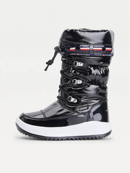 Tommy Hilfiger Metallic Lace-Up Snow Dekleta Škornji Črna | TH075GDF