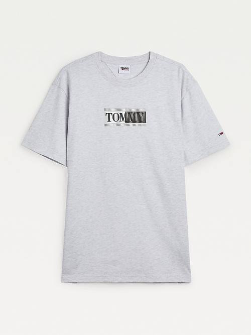 Tommy Hilfiger Metallic Logo Organic Cotton Classic Moški Majice Siva | TH312TJY