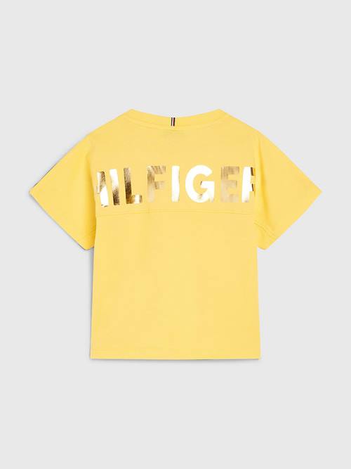 Tommy Hilfiger Metallic Logo Organic Cotton Dekleta Majice Rumena | TH790DHZ