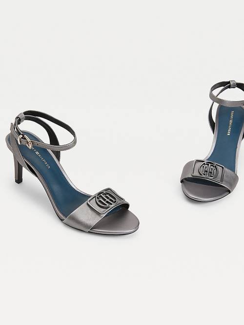 Tommy Hilfiger Metallic Mid-Heel Ženske Sandali Siva | TH846OWB