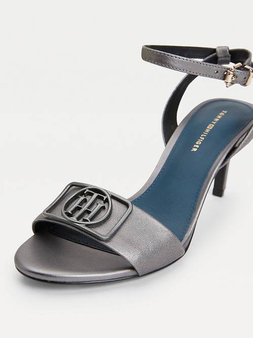 Tommy Hilfiger Metallic Mid-Heel Ženske Sandali Siva | TH846OWB