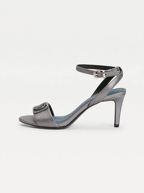 Tommy Hilfiger Metallic Mid-Heel Ženske Sandali Siva | TH846OWB