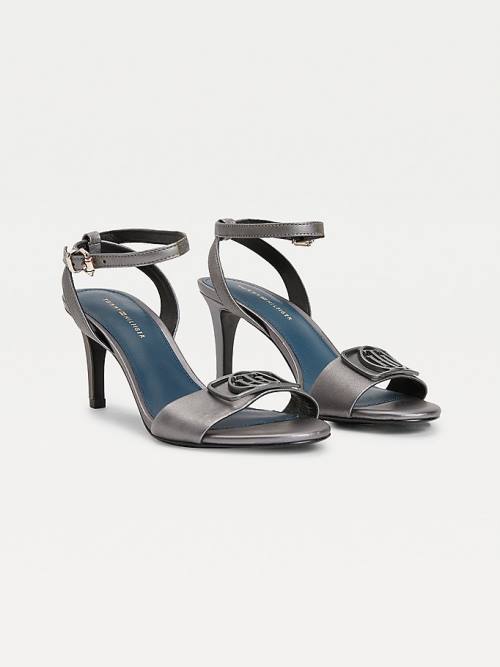 Tommy Hilfiger Metallic Mid-Heel Ženske Sandali Siva | TH846OWB