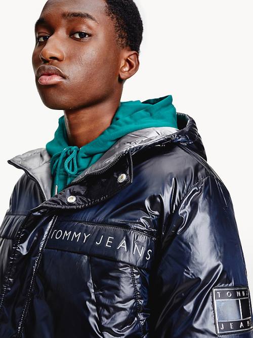 Tommy Hilfiger Metallic Reversible Padded Puffer Moški Jakne Črna | TH384DIQ