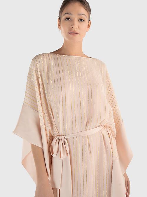 Tommy Hilfiger Metallic Stripe Kaftan Ženske Obleke Roza | TH259AIM