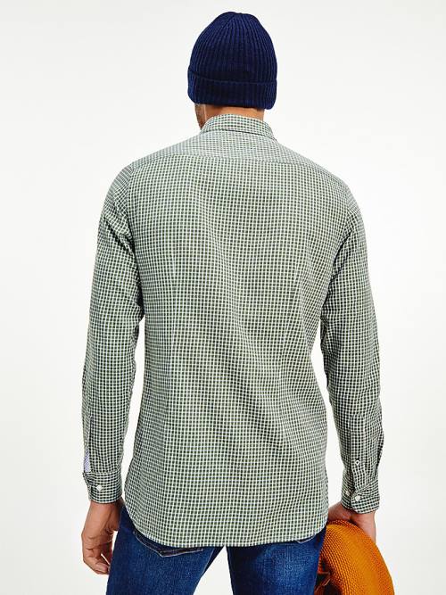 Tommy Hilfiger Micro Check Slim Fit Moški Srajce Zelena | TH769KNP