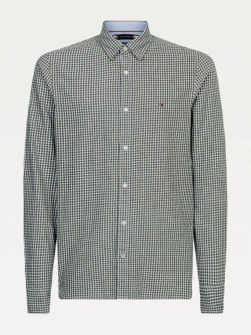 Tommy Hilfiger Micro Check Slim Fit Moški Srajce Zelena | TH769KNP