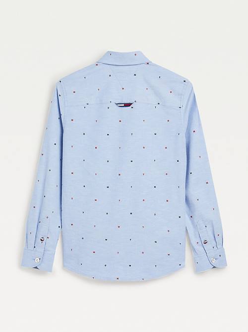 Tommy Hilfiger Micro Print Oxford Fantje Srajce Modra | TH045FRH