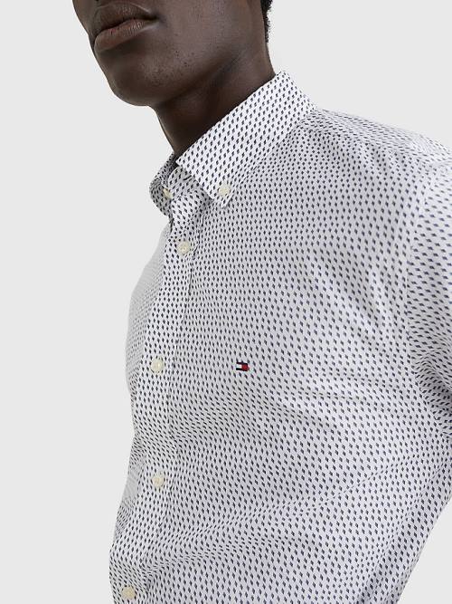 Tommy Hilfiger Micro Print Poplin Regular Fit Moški Srajce Bela | TH072CSF