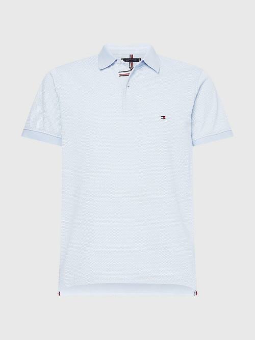 Tommy Hilfiger Micro Print Slim Fit Moški Polo Majica Modra | TH754UWG