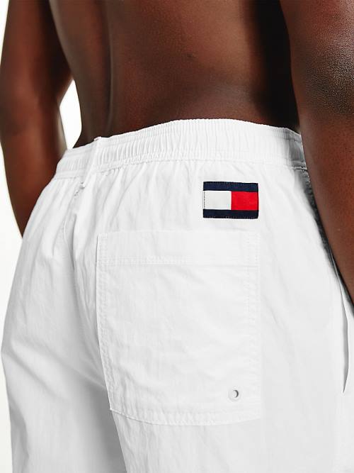 Tommy Hilfiger Mid Length Drawstring Shorts Moški Kopalke Bela | TH792VAS