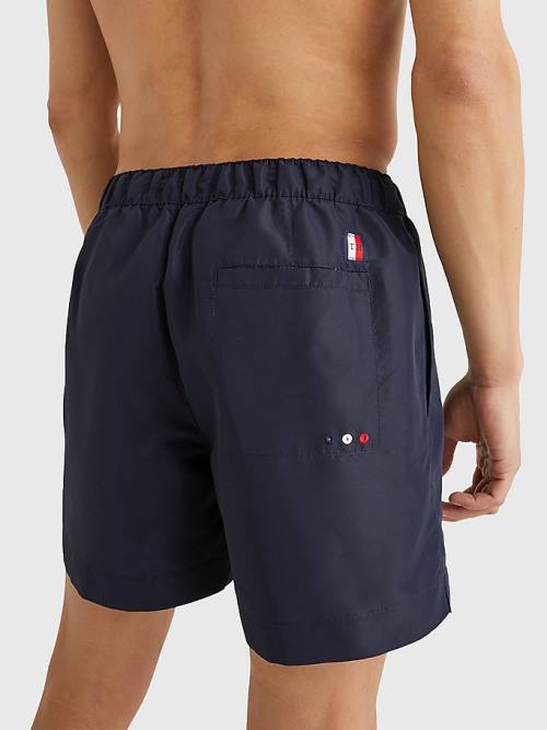 Tommy Hilfiger Mid Length Signature Logo Shorts Moški Kopalke Modra | TH731QDM