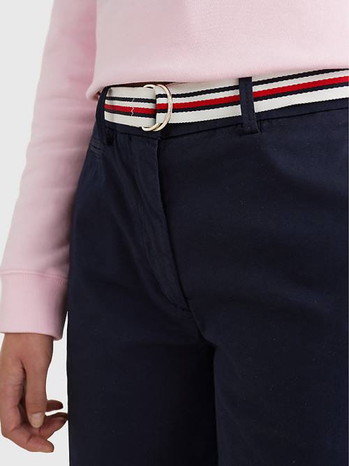 Tommy Hilfiger Mid Rise Chino Ženske Kratke Hlače Modra | TH328XOB