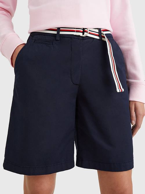 Tommy Hilfiger Mid Rise Chino Ženske Kratke Hlače Modra | TH328XOB