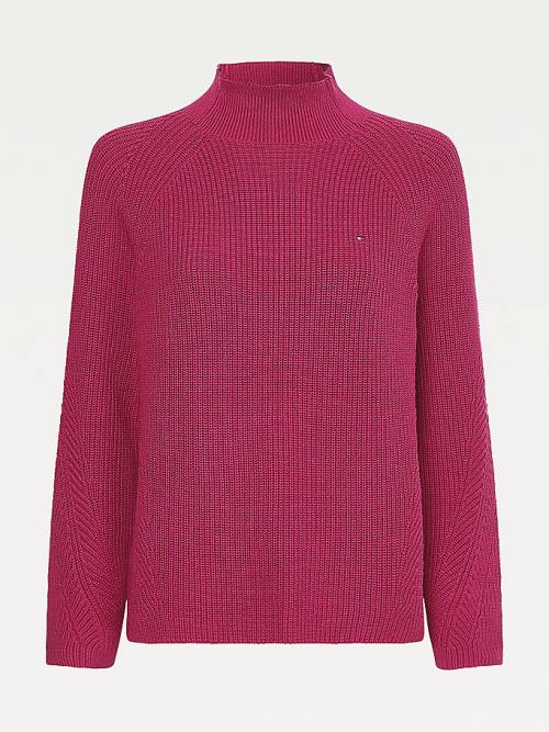 Tommy Hilfiger Mock Turtleneck Organic Cotton Knit Jumper Ženske Puloverji Rdeča | TH345PDT