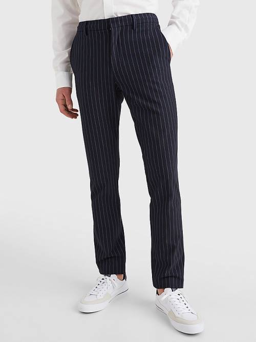 Tommy Hilfiger Modern Bleecker Stripe Slim Moški Hlače Modra | TH536ZEN