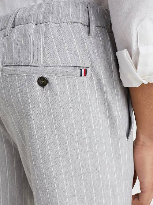 Tommy Hilfiger Modern Bleecker Stripe Slim Moški Hlače Siva | TH674UZF