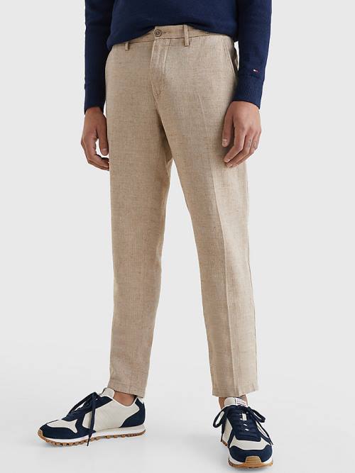 Tommy Hilfiger Modern Herringbone Tapered Fit Chino Moški Hlače Bež | TH875PRD