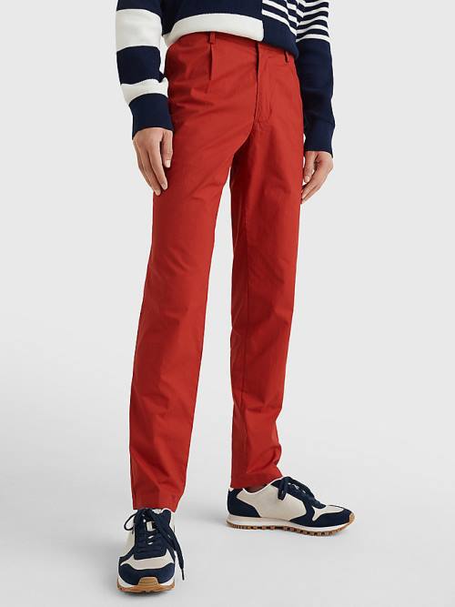 Tommy Hilfiger Modern Relaxed Fit Poplin Chinos Moški Hlače Rdeča | TH173VKS