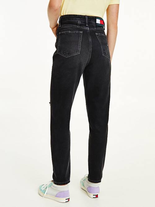 Tommy Hilfiger Mom Ultra High Rise Tapered Black Ženske Kavbojke Denim | TH178DSZ