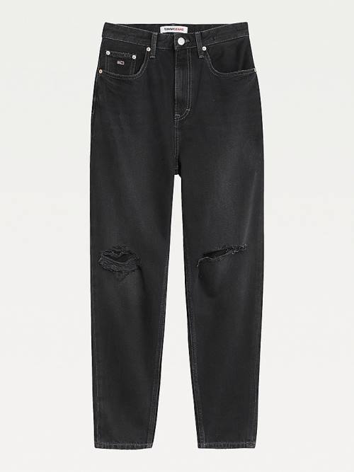 Tommy Hilfiger Mom Ultra High Rise Tapered Black Ženske Kavbojke Denim | TH178DSZ