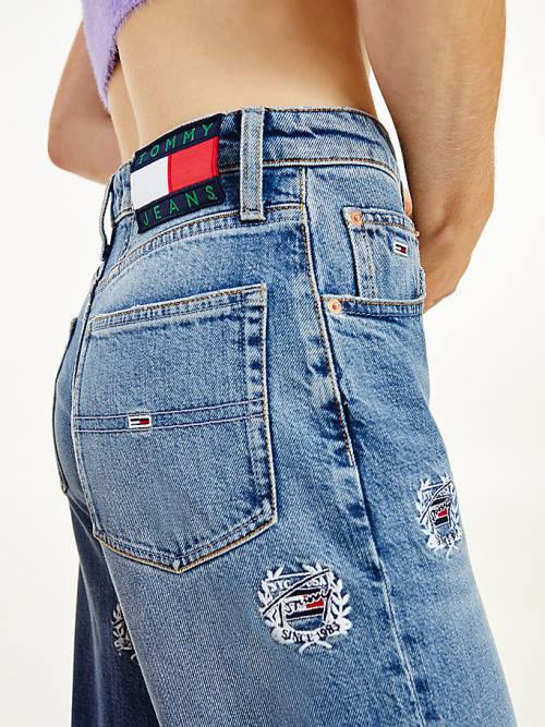 Tommy Hilfiger Mom Ultra High Rise Tapered Logo Embroidery Ženske Kavbojke Denim | TH197FUZ