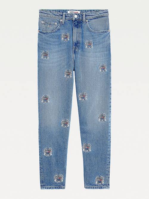 Tommy Hilfiger Mom Ultra High Rise Tapered Logo Embroidery Ženske Kavbojke Denim | TH197FUZ