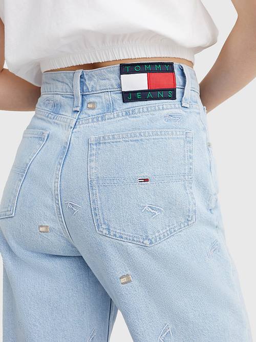 Tommy Hilfiger Mom Ultra High Rise Tapered Embroidery Ženske Kavbojke Denim | TH204POK