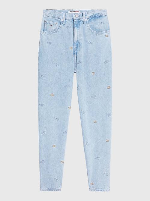 Tommy Hilfiger Mom Ultra High Rise Tapered Embroidery Ženske Kavbojke Denim | TH204POK