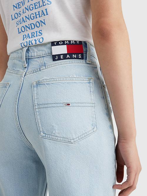 Tommy Hilfiger Mom Ultra High Rise Tapered Distressed Ženske Kavbojke Denim | TH547BEP