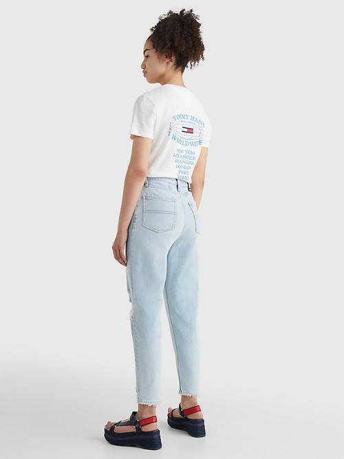 Tommy Hilfiger Mom Ultra High Rise Tapered Distressed Ženske Kavbojke Denim | TH547BEP