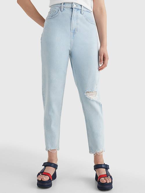 Tommy Hilfiger Mom Ultra High Rise Tapered Distressed Ženske Kavbojke Denim | TH547BEP