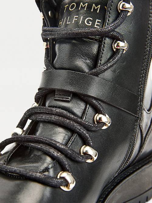 Tommy Hilfiger Monogram Buckle Cleat Ankle Ženske Škornji Črna | TH630JBH