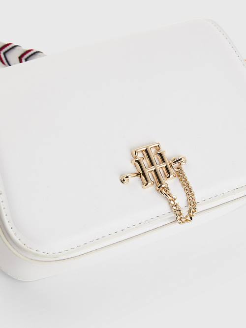 Tommy Hilfiger Monogram Chain Crossover Mini Ženske Torbice Bela | TH619ZCI