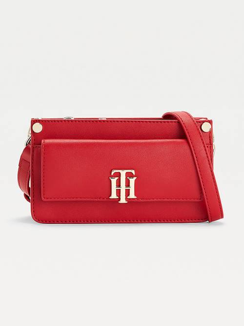 Tommy Hilfiger Monogram Lock Small Crossover Ženske Torbice Rdeča | TH571DMY