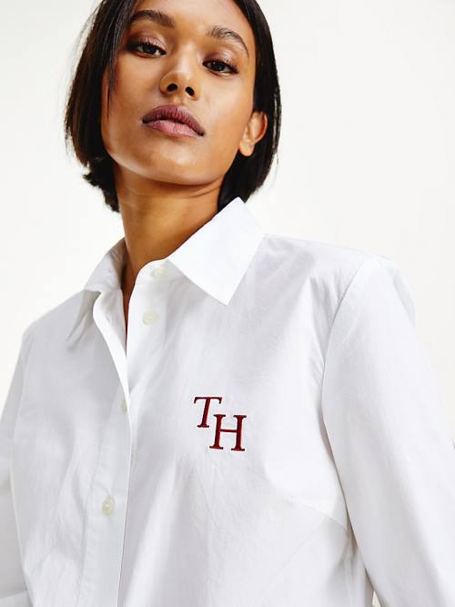 Tommy Hilfiger Monogram Organic Cotton Ženske Srajce Bela | TH785TBR